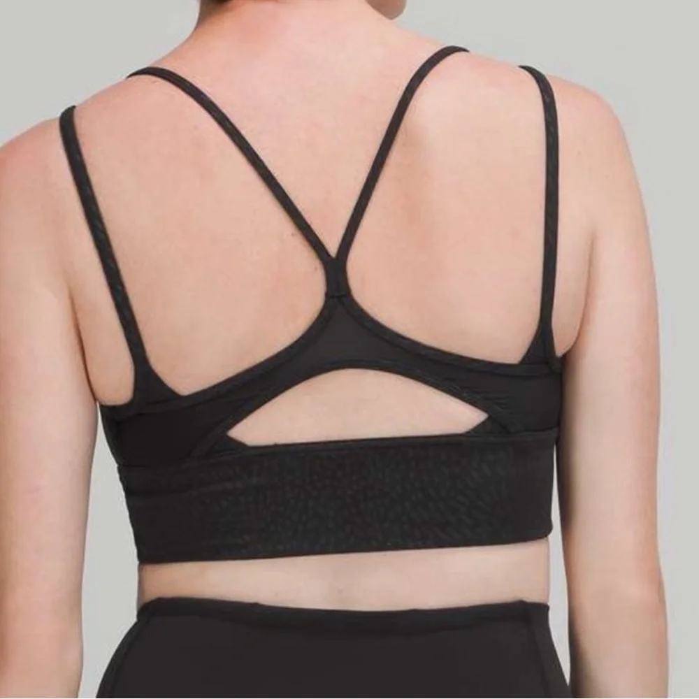 Lululemon Nulu and Mesh Athletic Yoga Sports Bra Size 6 Jewel Emboss Black - Picture 2 of 5